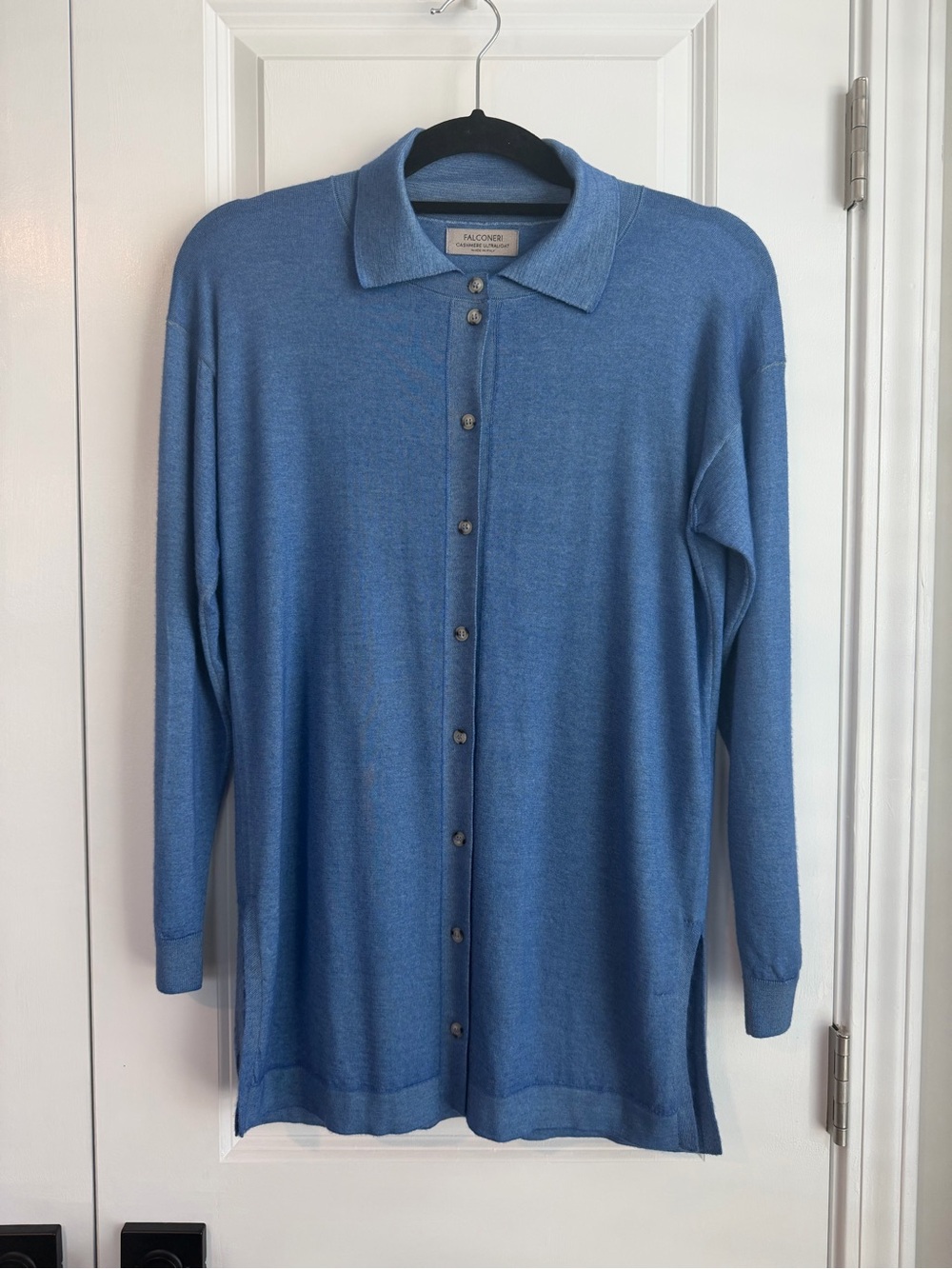 FALCONERI Cashmere Ultralight Collared Button Front Cardigan Blue Size XS